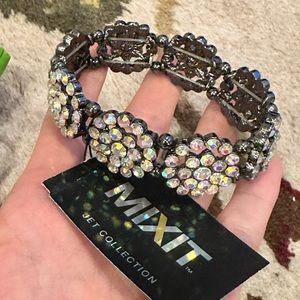 MIX IT CLEAR RHINESTONE BLACK FITTED BRACELET